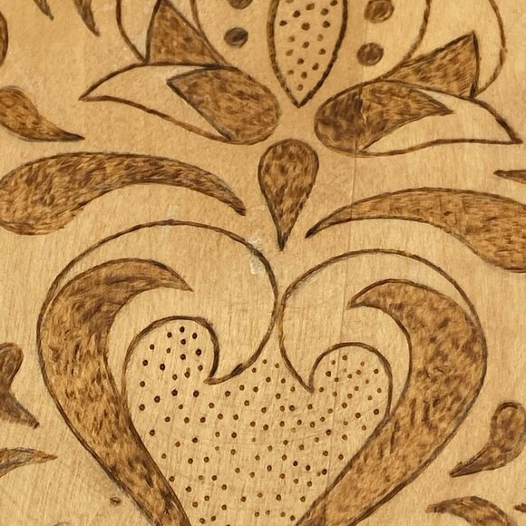 Vtg Wall Hanging Wood Plate 10" D Folk Art Blonde & Brown Neutral Boho Scandi - Picture 2 of 4